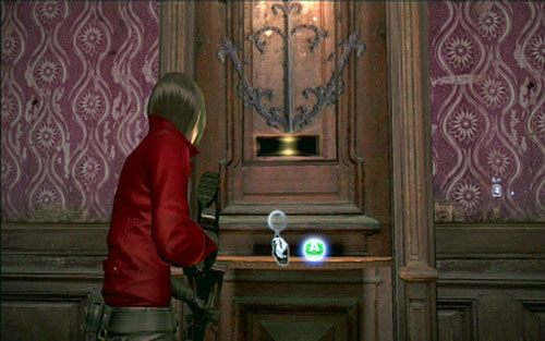 Na początku przyjrzyj się drzwiom, a następnie sprawdź mały otwór w pokoju obok - 1 - Apartament; Wieżyczki | Kampania Ady Wong | Solucja Resident Evil 6 - Resident Evil 6 - poradnik do gry