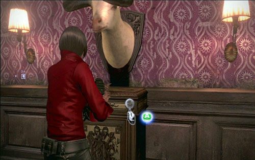 Aby go odblokować, musisz użyć przycisku pod głową kozy - 1 - Apartament; Wieżyczki | Kampania Ady Wong | Solucja Resident Evil 6 - Resident Evil 6 - poradnik do gry