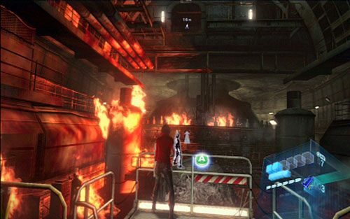 Musisz wtedy pobiec na koniec chodnika i wciągnąć się po lince piętro wyżej - 1 - Okrętowe korytarze | Kampania Ady Wong | Solucja Resident Evil 6 - Resident Evil 6 - poradnik do gry