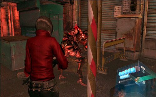 Podczas walki z mutantem cały czas utrzymaj jak największy dystans i uważaj na wałęsające się po okolicy zombie - 3 - Mutant z piłą - Kampania Ady Wong - Resident Evil 6 - poradnik do gry