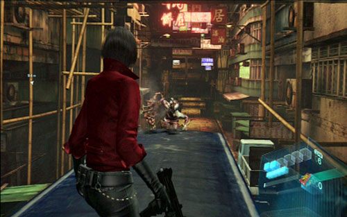Aby uniknąć szarżującej bestii, wymiń ją za pomocą linki (A) - 3 - Mutant z piłą - Kampania Ady Wong - Resident Evil 6 - poradnik do gry