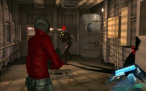 Aby zdobyć pierwszy kod, odwróć się i udaj do pomieszczeni z prawej - 4 - Potrójny zamek; Trzy fragmenty kodu | Kampania Ady Wong - Resident Evil 6 - poradnik do gry