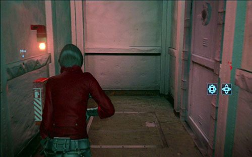 Możesz teraz wrócić do korytarza z licznymi kajutami i skręcić do miejsca z czerwoną poświatą - 4 - Potrójny zamek; Trzy fragmenty kodu | Kampania Ady Wong - Resident Evil 6 - poradnik do gry