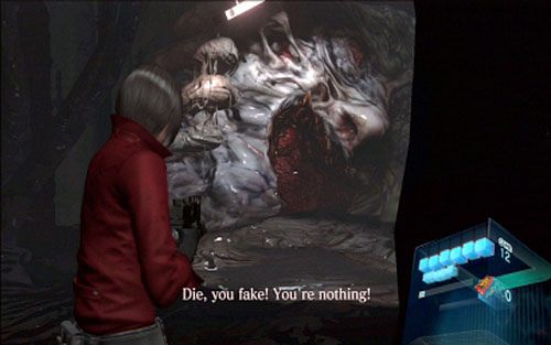 Gdy oczy znikną, wybierz karabin maszynowy i cały czas strzelaj w jedno miejsce w okolicy ust - 4 - Walka z Carlą | Kampania Ady Wong | Solucja Resident Evil 6 - Resident Evil 6 - poradnik do gry