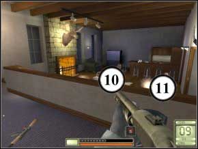 Idź prosto, do większej sali - naprzeciwko będzie pierwszy przeciwnik (1), a zaraz po lewej - kolejny (2) - Vergara | Soldier of Fortune 2 Double Helix - Soldier of Fortune 2: Double Helix - poradnik do gry