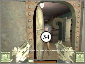 Wejdź do tego pokoju, zabij trzech strażników (35) (36) (37) na korytarzu - po prawej znajduje się drabina do drugiego silnika - Seaward | Soldier of Fortune 2 Double Helix - Soldier of Fortune 2: Double Helix - poradnik do gry