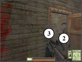 Przejdź dalej, podwójne drzwi się otworzą, a ty kolejnego strażnika będziesz mógł zabić dopiero wtedy, gdy ten zabije cywila (4) - Hongkong | Soldier of Fortune 2 Double Helix - Soldier of Fortune 2: Double Helix - poradnik do gry