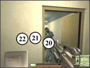 Za kolejnymi drzwiami jest już tylko dwóch wrogów, nie strzelaj tylko w zasłaniające ich półki (23) (24) - New York | Soldier of Fortune 2 Double Helix - Soldier of Fortune 2: Double Helix - poradnik do gry