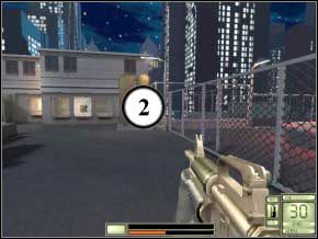 Ponieważ terrorystów jest aż czterech, i do tego kryją się za workami z piaskiem, zintegrowany z M4 granatnik jest jedynym rozwiązaniem - New York | Soldier of Fortune 2 Double Helix - Soldier of Fortune 2: Double Helix - poradnik do gry