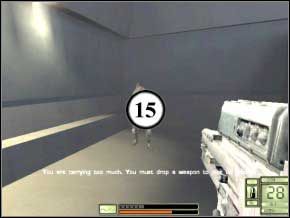 Po jego zabiciu od razu się odwróć - z tyłu wybiegnie jeden przeciwnik (16), gdy zginie, znów się odwróć, spójrz w lewo, na górę, na szczyt schodów - ostrzeliwać cię zacznie para terrorystów, zdejmij ich (17) (18) i wejdź na górę - Switzerland | Soldier of Fortune 2 Double Helix - Soldier of Fortune 2: Double Helix - poradnik do gry