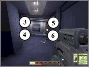 Po prawej, za rogiem będzie dwóch strażników (7) (8) - zabij ich, lecz nie idź tam, my wybierzemy inną drogę - Texas | Soldier of Fortune 2 Double Helix - Soldier of Fortune 2: Double Helix - poradnik do gry