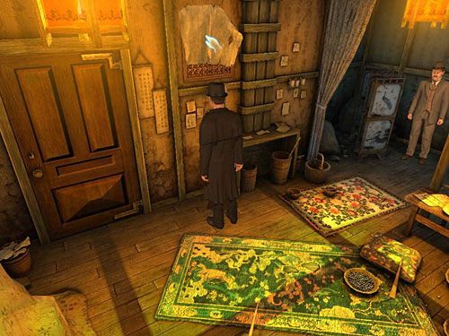 Podejdź do drzwi i ściągnij szmatkę zasłaniającą okienko wentylacyjne - Unieszkodliw strażnika | Jatka w Whitechapel - Testament Sherlocka Holmesa - poradnik do gry