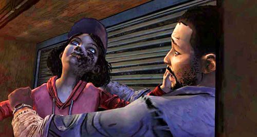 Po chwili wciskaj pokazany na ekranie przycisk - 3 - Hit the Road | Epizod III - Long Road Ahead | Solucja The Walking Dead - The Walking Dead - poradnik do gry