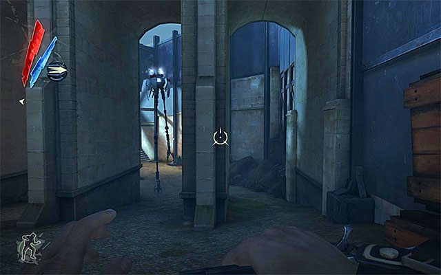 Pozostałe sposoby zakładają zbliżenie się do obszaru patrolowanego przez przeciwnika na szczudłach (tall boy) - Dotarcie do wieży Dunwall | Misja 6 - Return to the Tower | Dishonored - Dishonored - poradnik do gry