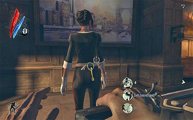 Pierwsze piętro budynku początkowo okupowane jest przez wartownika oraz pokojówkę - Włamanie się do mieszkania doktora Galvaniego | Misja 2 - High Overseer Campbell - Dishonored - poradnik do gry