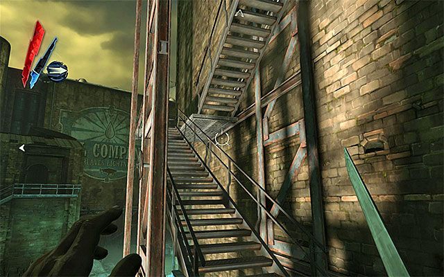 Możesz już pociągnąć za lewą dźwignię (Stair Control) - Dotarcie do miejsca składowania sprzętu Corvo | Misja 7 - The Flooded District - Dishonored - poradnik do gry