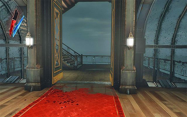 Zlokalizuj wyjście na zewnętrzne balkoniki latarni morskiej (powyższy screen) i wyrusz ku jej wyższym piętrom - Zakończenia gry | Misja 9 - The Light at the End | Dishonored - Dishonored - poradnik do gry