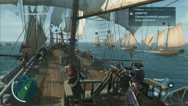 Po wypłynięciu na morze otrzymasz zadanie osłaniania okrętów kupieckich przed czterema okrętami Brytyjczyków - Wilki morskie | Zlecenia kaperskie w Assassins Creed 3 Remastered - Assassins Creed 3 - poradnik do gry