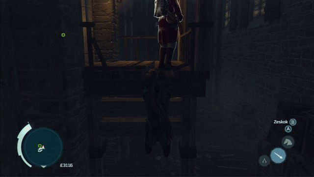 Dotrzesz w ten sposób do miejsca z kolejnym wartownikiem - Fort Wolcott (lokacja morska) | Skarb kapitana Kidda | Assassins Creed 3 - Assassins Creed 3 - poradnik do gry