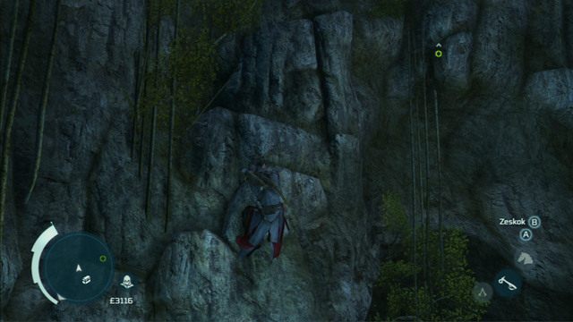 Dotrzesz w ten sposób na małą plażę, skąd musisz wejść na urwisko z lewej - Skarb w umrzyka skrzynie (lokacja morska) | Skarb kapitana Kidda - Assassins Creed 3 - poradnik do gry