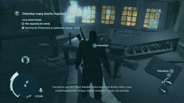 W kajucie kapitana znajdziesz poszukiwany fragment mapy - Okręt widmo (lokacja morska) | Skarb kapitana Kidda | Assassins Creed 3 - Assassins Creed 3 - poradnik do gry