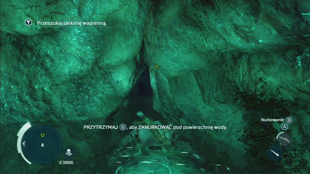 Jak znajdziesz się w środku, płyń prosto przed siebie, aż do skały umożliwiającej wspinaczkę - Oak Island (lokacja morska) | Skarb kapitana Kidda | Assassins Creed 3 - Assassins Creed 3 - poradnik do gry