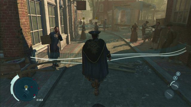 Aby go odnaleźć, musisz podsłuchać zaznaczonych na mapie sąsiadów porwanego - Sekwencja 2 - Chirurg | Solucja Assassins Creed 3 - Assassins Creed 3 - poradnik do gry