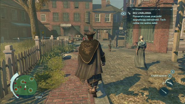 Jak synchronizacja dobiegnie końca, zeskocz na umieszczony w dole stóg siana (wciśnij przycisk swobodnego biegu oraz skok) - Sekwencja 2 - Chirurg | Solucja Assassins Creed 3 - Assassins Creed 3 - poradnik do gry