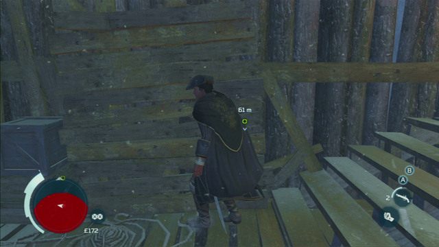 Po drugiej stronie zadaszenia znajdziesz kilka drewnianych desek, na które możesz się wdrapać - Sekwencja 3 - Egzekucja ponad wszystko | Solucja Assassins Creed 3 - Assassins Creed 3 - poradnik do gry