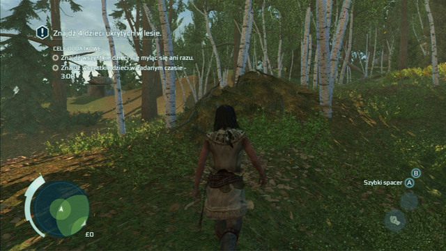 Pierwsze dziecko znajdziesz w stercie gałęzi umieszczonej na środku obszaru - Sekwencja 4 - Zabawa w chowanego | Solucja Assassins Creed 3 - Assassins Creed 3 - poradnik do gry