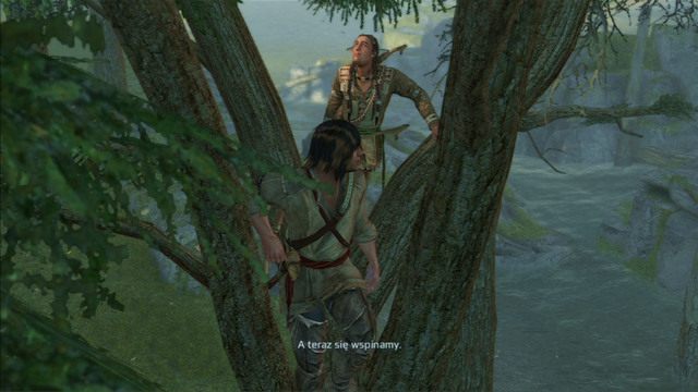 Tam otrzymasz zadanie zdobycia pióra, leżącego na samym szczycie skały - Sekwencja 4 - Pióra i drzewa | Solucja Assassins Creed 3 - Assassins Creed 3 - poradnik do gry
