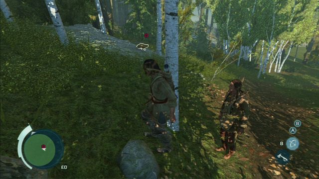 Gdy rozmowa z przyjacielem dobiegnie końca, udaj się do zaznaczonej na zielono strefy - Sekwencja 4 - Lekcja myślistwa | Solucja Assassins Creed 3 - Assassins Creed 3 - poradnik do gry
