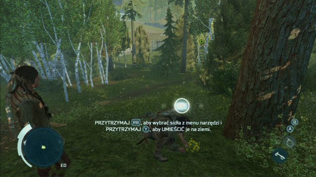 Rozstaw je we wskazanym miejscu, przytrzymując przycisk strzału - Sekwencja 4 - Lekcja myślistwa | Solucja Assassins Creed 3 - Assassins Creed 3 - poradnik do gry