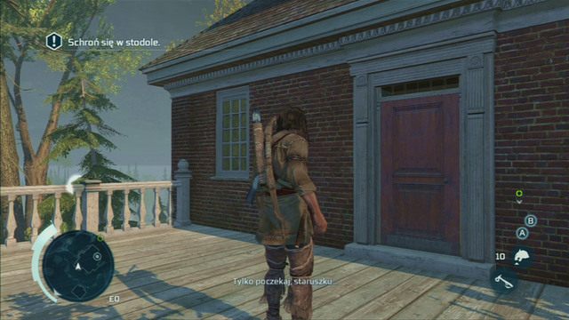 Po kolejnej nieudanej próbie, spróbuj wejść przez balkon - Sekwencja 5 - Gburowaty jegomość | Solucja Assassins Creed 3 - Assassins Creed 3 - poradnik do gry