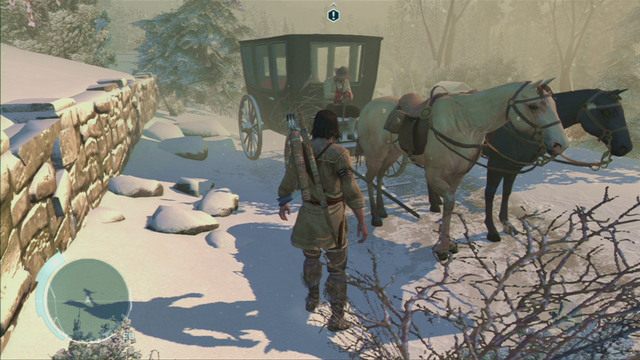 Aby rozpocząć zadanie, opuść posiadłość i porozmawiaj z czekającym na wozie Achillesem - Sekwencja 5 - Wycieczka do Bostonu | Solucja Assassins Creed 3 - Assassins Creed 3 - poradnik do gry