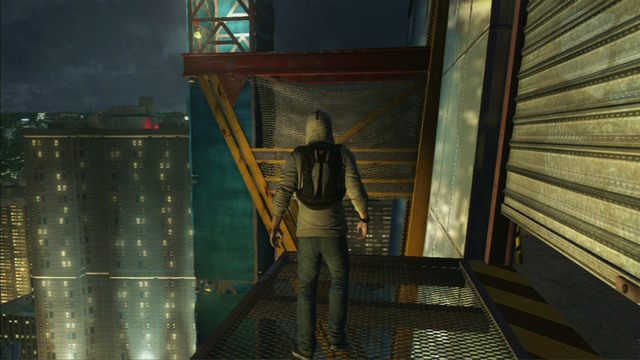 Na zewnątrz skocz w prawo i wdrap się na czerwony dźwig - Sekwencja 5 - Pierwsze źródło energii | Solucja Assassins Creed 3 - Assassins Creed 3 - poradnik do gry