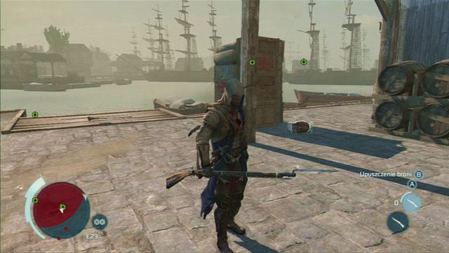 Podnieś je za pomocą przyciska interakcji, podłóż obok pakunków, a następnie wysadź przy pomocy pistoletu - Sekwencja 6 - Na tropie Johnsona | Solucja Assassins Creed 3 - Assassins Creed 3 - poradnik do gry