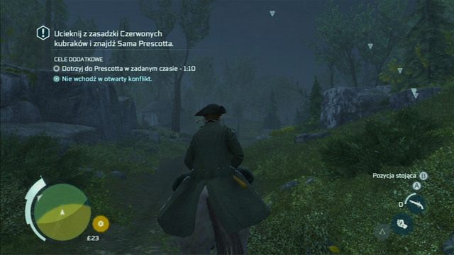 Kilka metrów dalej powinieneś zjechać z drogi i przeprawić się przez bród - Sekwencja 7 - Nocny rajd | Solucja Assassins Creed 3 - Assassins Creed 3 - poradnik do gry