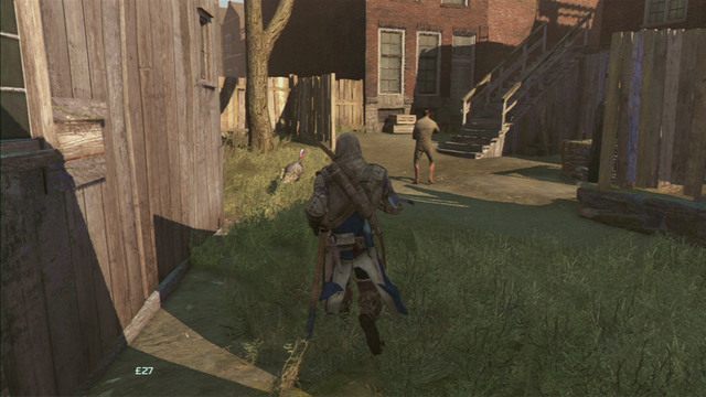 Za drugimi drewnianymi schodami musisz pobiec ponownie w prawo - Sekwencja 8 - Coś na boku | Solucja Assassins Creed 3 - Assassins Creed 3 - poradnik do gry
