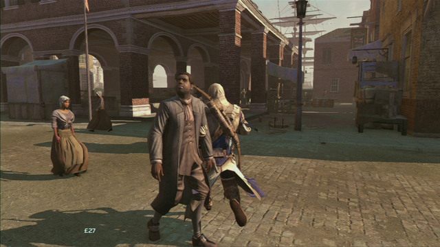 Na końcu uliczki zobaczysz duży zadaszony targ - Sekwencja 8 - Coś na boku | Solucja Assassins Creed 3 - Assassins Creed 3 - poradnik do gry