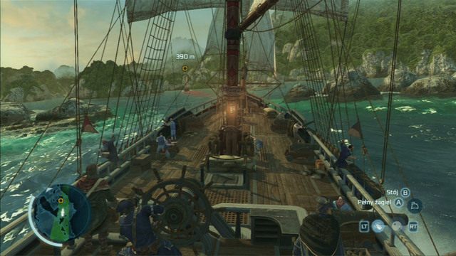 Podczas omijania kolejnych skał najważniejsze jest odpowiednie manipulowanie żaglami - Sekwencja 9 - Gorzki koniec | Solucja Assassins Creed 3 - Assassins Creed 3 - poradnik do gry