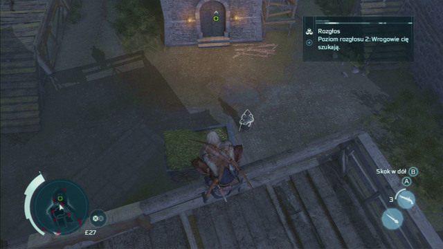 Gdy dotrzesz do ostatniego budynku, zeskocz do stogu siana poniżej i zabij stojącego obok mężczyznę - Sekwencja 11 - Ostatni Bastion Lee | Solucja Assassins Creed 3 - Assassins Creed 3 - poradnik do gry