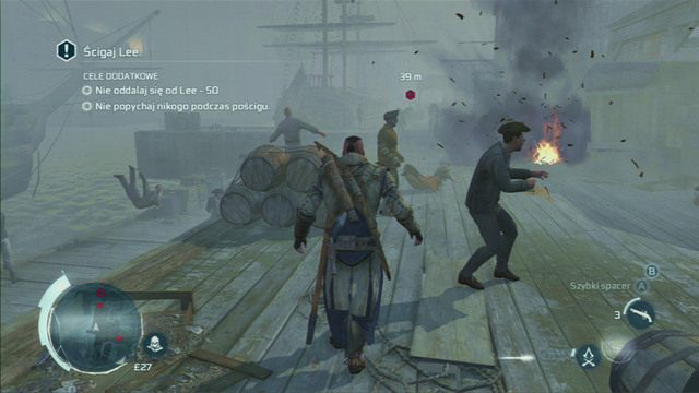 Na samym początku szybko zeskocz na brzeg morza i omiń w ten sposób pierwszą grupę strażników - Sekwencja 12 - W pogoni za Lee | Solucja Assassins Creed 3 - Assassins Creed 3 - poradnik do gry