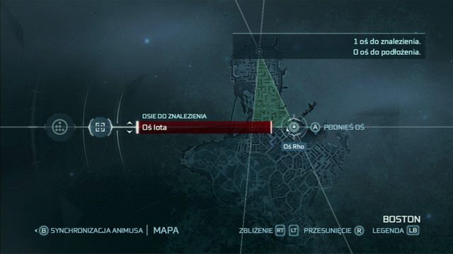 Manipulując odpowiednio osiami musisz zawężać swój obszar poszukiwań - Synchronizacja Animusa | Solucja Assassins Creed 3 - Assassins Creed 3 - poradnik do gry