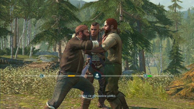 Aby to zrobić, steruj za pomocą gałek analogowych dwoma punktami, tak aby odpychały one dwie zmieniające kolor kreski - Zadania Godfreya i Terry w Assassins Creed 3 - Assassins Creed 3 - poradnik do gry