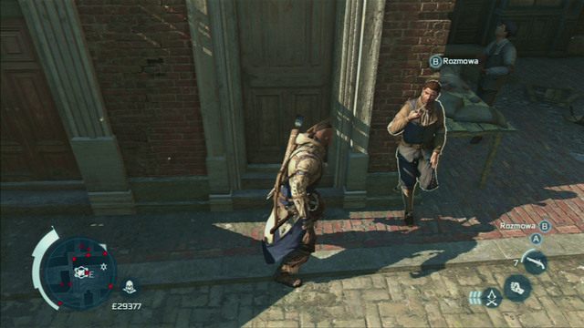 Na mapie miasta musisz odszukać ikonę osady, a następnie porozmawiaj z czekającym tam mężczyzną - Zadania Warrena i Prudencea w Assassins Creed 3 - Assassins Creed 3 - poradnik do gry