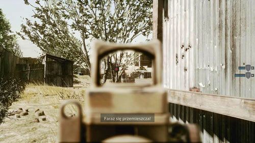 Biegnij za towarzyszami w stronę zamkniętej bramy i ukryj się za stojącą najbliżej niej żelazną chatą - 08 - W pogoni za Farazem - Kampania - Medal of Honor: Warfighter - poradnik do gry