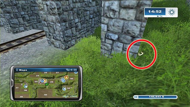 Na południe od Młyna leży podkowa oparta o filar wiaduktu od jego zachodniej strony - Obszar B - podkowy 14 - 24 | Podkowy w Farming Simulator 2013 - Farming Simulator 2013 - poradnik do gry