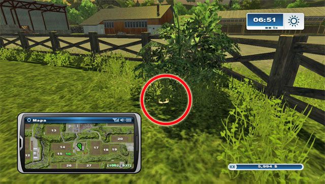 Podkowa leży pod krzewem na terenie wybiegu dla kur - Obszar E - podkowy 45 - 61 | Podkowy w Farming Simulator 2013 - Farming Simulator 2013 - poradnik do gry
