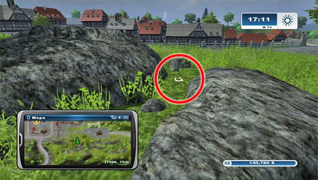 Podkowa leży wśród skał na południe od miasteczka - Obszar E - podkowy 45 - 61 | Podkowy w Farming Simulator 2013 - Farming Simulator 2013 - poradnik do gry